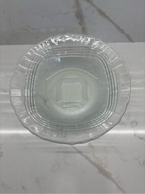Vintage Wheaton Crystal Line Art Glass Serving Bowl Textured Clear Glass